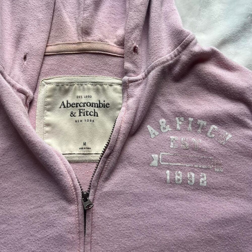 Vintage Y2K pink Abercrombie & Fitch zip up sweatshirt size small - Picture 2 of 6